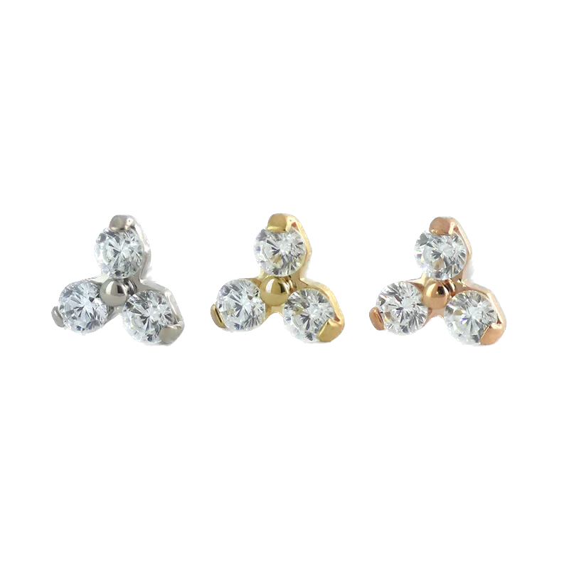 18k Gold Genuine Diamond Trinity Cluster